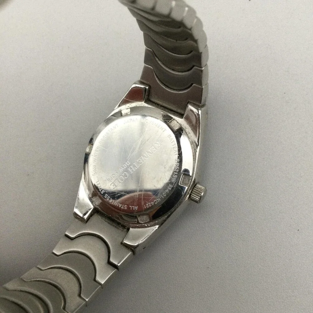 Kenneth Cole Womens Watch 24mm Gray Dial Stainless Date 50M New Battery 6